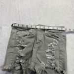 Vervet Olive Distressed Jean Shorts with Raw Hem Photo 2