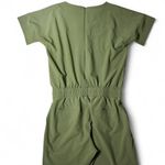 ALBION FIT  Olive Green Utility Jumpsuit Romper Elastic Waist Drawstring Zip Photo 3