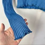 Spiritual Gangster NEW  Blue Ribbed Lettuce Edge Cropped Long Sleeve S Photo 6