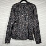 Peruvian Connection Brown Black Paisley Pima Cotton Button Cardigan Photo 4
