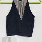 ZARA Black Seamless Jewel Halter Crop Top Sz XS Photo 3