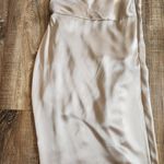 Michelle Mason  Silk One Shoulder Dress Size 10 Gray NWT Midi Draped Photo 8