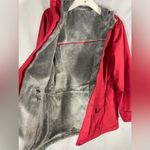 Natural Reflections Women Red Parka Rain Jacket Coat Lined Hooded Drawstring L Photo 8