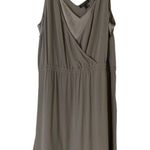 Eileen Fisher Smoke Silk Georgette Crepe Surplice V Neck Layered Dress XL $278 Photo 3