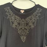 Reba NEW Black Long Sleeve Beaded Top Stretch Soft Tunic Whimsigoth Western NWT Photo 4