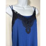 Soma  Lace Trim Chemise Nightgown Blue Black Lace Flirty Soft Size Large Photo 1