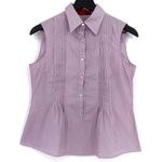 Carolina Herrera Pinstripe Sleeveless Blouse Pink/Purple White M? Photo 0