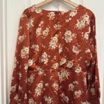 Blue Rain Burnt orange rose print satin long sleeve mini dress Photo 4