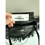 Studio LX Fringe Birkin Snake Black Leather Textured Satchel Handbag Photo 10