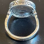 Round black obsidian S925 silver woman ring size 6.5 Photo 3