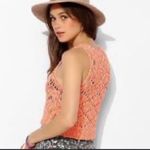 Staring At Stars  Anthropologie Neon Orange Pink White Crochet Crop Tank Top Photo 1