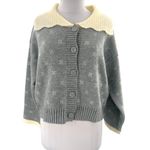 Jacquie the Label Georgia Contrast Collar Cardigan Gray Size XS Photo 4
