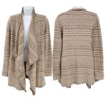 Lucky Brand Geostitch Aztec Southwestern Knit Draped Open Front Cardigan Sweater Photo 1
