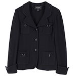 St. John  Caviar Long Sleeve Texture Waffle Black Knit Blazer Jacket Size 10 Photo 1