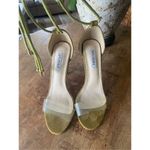 Cape Robbin  Clear toe stilettos in green suede heels shoes for women Photo 1