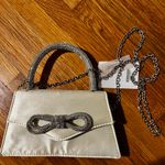 Champagne Satin Bow Clutch Silver Photo 0