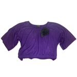 B. Wear Y2K  Purple‎ Sparkle Blouse XL Flower Applique Party Top Women's Photo 2