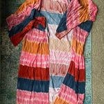 Boutique colorful pink tie dye long kimono wrap, size large Photo 0
