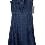 Denim Blue Sleeveless Fit & Flare Dress With Flowy Hem & Back Zipper Women's S Photo 0