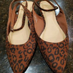 Ann Taylor  LOFT Brown Leopard Ankle Strap Slingback Flats Size 8 Photo 0