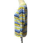 Caribbean Joe  Petite Medium 3/4 Sleeve Top Blue Yellow Photo 1