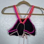 Victoria's Secret  Women S Black Pink Halter Bikini Top Strappy Metallic Beach Photo 3