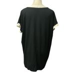 Ralph Lauren LAUREN Women's V-Neck Tunic Top Sz L Cream Trim Short Sleeve Blouse Photo 3