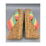 Yellow Box  Sz 7 Sandals Rainbow Crochet Wedge Platform  Cork  Open Toe Photo 5
