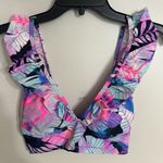 Island Soul  Women's Floral Print Ruffle Bikini Purple Small Top Medium Bottoms Photo 1