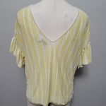 Lucky Brand  yellow ruffle striped burnout top size small Photo 6