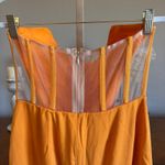 NBD  Leighton Midi Dress Large NWT Satin Orange Lace-Up Cutout Photo 3