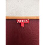 STAUD Burgundy Ribbed Knit Maxi Dress Long Sleeve Square Neck Side Slit Bodycon Red Size L Photo 5