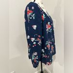 st. john's bay  Navy Floral Blouse Photo 3