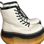 Sincerely Jules  White Leather Harley Lug Combat Boots Size 10 Photo 0
