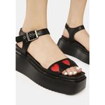 Lamoda Black Red Hearts Hopeful Chunky Platform Sandals Size 9 NWOT Black Photo 10