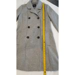 EXPRESS Wool Blend Womens Coat Small Gray Double Breasted unbelted Black Buttons Photo 10