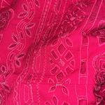 Chico's  Vibrant Pink Embroidered Jacket Crocheted Flowers Photo 5