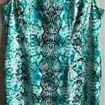 Liz Claiborne  Turquoise Snakeskin Print Sheath Dress 18 Curvy Fit Cotton Blend Photo 0