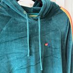 Aviator Nation  Classic Velvet Pullover Hoodie Sweatshirt Teal // Rainbow Stripe Photo 1