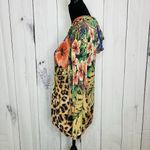 Simon Chang Floral Animal Print Over Mesh Hooded Jacket Size S Full Zip Photo 5