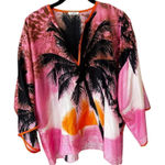 P.A.R.O.S.H. silk sunset palm tree tunic blouse NWT M Pink Size M Photo 0