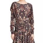 Preen by Thornton Bregazzi silk blend long sleeve draped flowy mini dress poppy Size 8 Photo 3