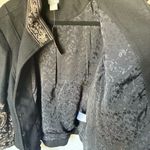 Chico's Coat Wool Blnd Sz 12/L Black Gold Embroidered Beaded Stand Collar Photo 4