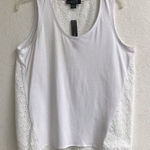 August Silk  white eyelet scoop neck tank top L Photo 0