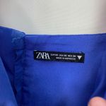 ZARA EUC  women's purplish blue deep v-neck cropped corset‎ tank crop top summer Photo 3