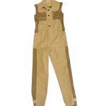 frame denim FRAME Tonal Sleeveless Khaki‎ Jumpsuit Two-Tone Utility Style Casual Chic Sz XS Photo 5