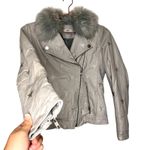 Samantha Sipos Seeing Stars Leather Faux Fur Lined Jacket Size Extra Small Gray Photo 5