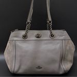 Coach 20165 Turnlock Edie Carryall Gray Pebbled Leather & Suede Shoulder Bag Photo 0