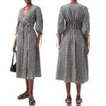 Altuzarra 💕💕 Donrine Seersucker Gingham Midi Dress ~ Black Ivory 42 EU NWT Photo 7