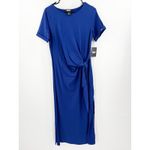DKNY  Midi Dress Size Small NWT Side-Tie Short Sleeve Stretch Casual Royal Blue Photo 13